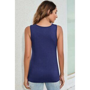 Women's Large Nursing Tank Top Navy Blue Cotton Spandex Soft Sleeveless Sosolism